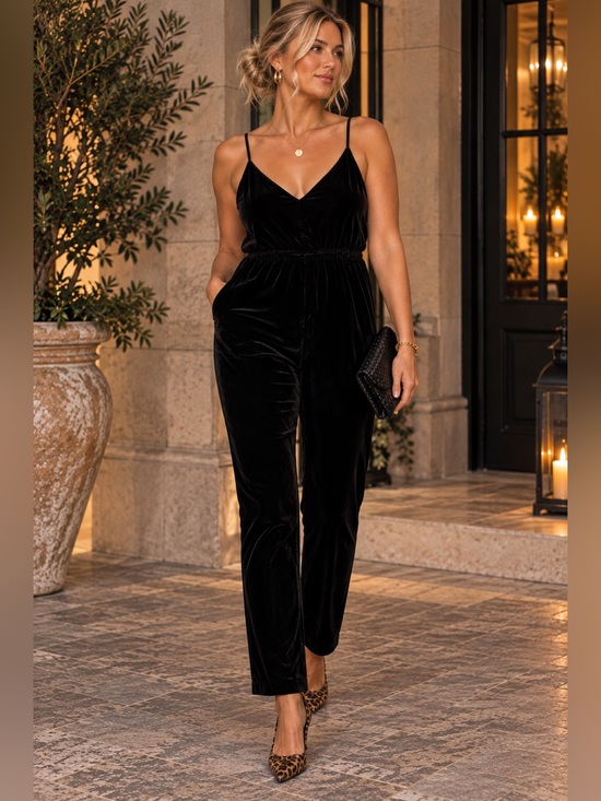 Banana Republic Pants - Banana Republic Velvet Straight Leg Jumpsuit Luxe Coquette Date Night Wedding 14